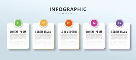 vector infografía con números de los iconos. 5 opciones o pasos. infografías para plantilla de etiqueta empresarial. adecuado para infografías, diagramas de flujo, presentaciones, sitios web, banners, materiales impresos.