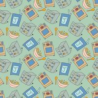 pattern seamless kids with kitchen doodle element. Seamless Pattern of Kitchen utensil in Retro-Styled vector
