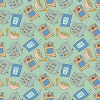 pattern seamless kids with kitchen doodle element. Seamless Pattern of Kitchen utensil in Retro-Styled vector