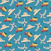 seamless pattern with transport icons vector