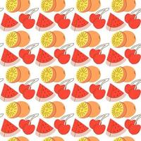 Seamless pattern with fruit background element watermelon, orange, cherry. hand drawn seamless fruit pattern vector