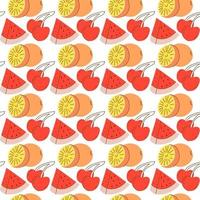 Seamless pattern with fruit background element watermelon, orange, cherry. hand drawn seamless fruit pattern vector