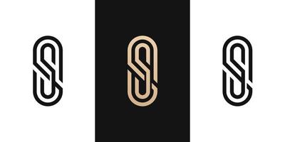 Letter initial SS logo design icon for company or corporate with oval shape line. Creative idea vector template.