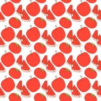 fruit pattern with color red, watermelon, tomato, apple. vector seamless pattern of fruit vector illustration