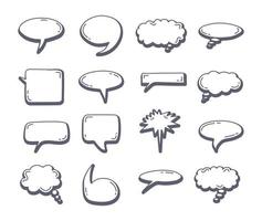 Chat bubble element set doodle drawing. Speech Bubble Sketch hand drawn vector