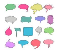 chat bubble doodle colorful hand draw element set. Vector set of speech bubbles. Doodle hand draw like kids style in pastel color for use in business, chat, inbox, dialog, message, question, communication, talk, speak, sticker, balloon, thinking