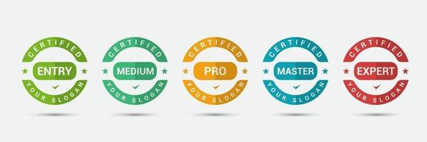 Logo badge for standard certified training criteria company. Business certification label design vector template.