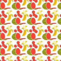 pattern seamless with fruit element. Doodle watermelon, banana, cherry elements. Vector seamless pattern. Hand drawn illustrations.