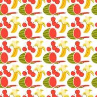 pattern seamless with fruit element. Doodle watermelon, banana, cherry elements. Vector seamless pattern. Hand drawn illustrations.