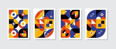 Poster postmodern inspired artwork of vector abstract symbols with bold geometric shapes, useful for web background, poster art design, magazine front page, hi-tech print, wallpaper, cover artwork.