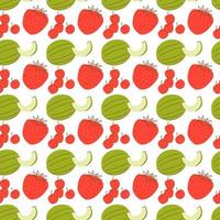 fruit pattern with coloring melon, strawberry and cherry element. Seamless pattern with watermelons and strawberries. vector