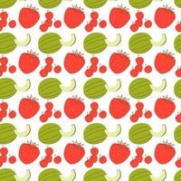 fruit pattern with coloring melon, strawberry and cherry element. Seamless pattern with watermelons and strawberries. vector