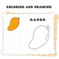 coloring and drawing book element mango. vector