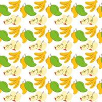 seamless wrapping paper banana, apple, mango fruit elements. fruit seamless pattern vector