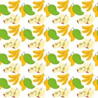 seamless wrapping paper banana, apple, mango fruit elements. fruit seamless pattern vector