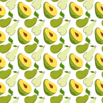 papel de regalo transparente con elementos de aguacate, mango, pera. patrón sin fisuras con frutas creativas modernas. fondo de moda dibujado a mano. ideal para tejidos y textiles. ilustración vectorial vector