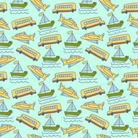 seamless pattern sea freight. seamless pattern of transport cartoons vector