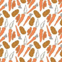 Seamless pattern vegetables with elements of potatoes, carrots. Vector illustration