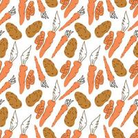 Seamless pattern vegetables with elements of potatoes, carrots. Vector illustration