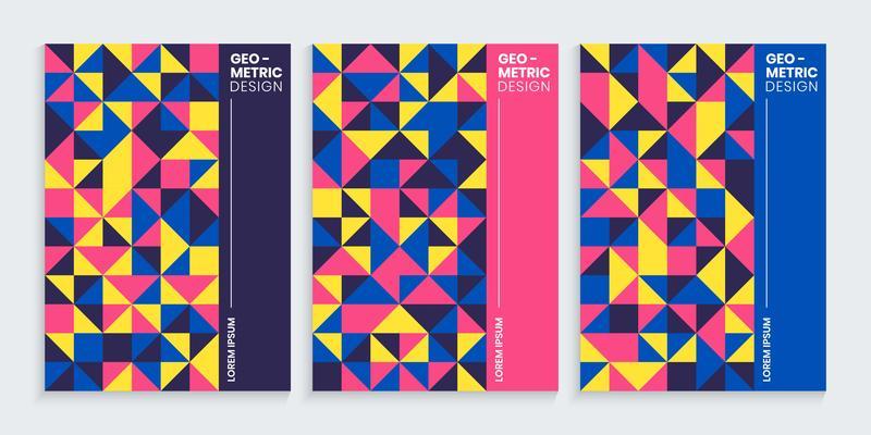 Geometric minimal covers design set with colorful shapes