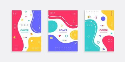 Colorful cover background set with memphis style vector