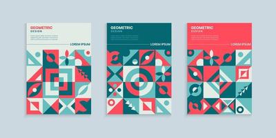 Retro geometric cover design set vector