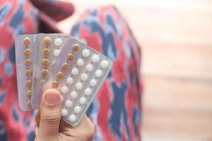 Birth control pills close up photo