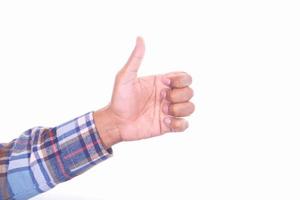 Thumbs up on white background photo