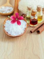 Sugar scrub and essential oils photo