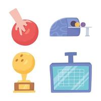 bowling icon set vector