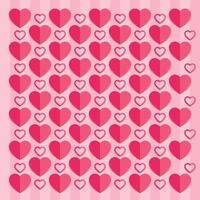 Love hearts Valentines day background, paper cut style vector