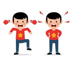 Little cute angry kid screaming. vector