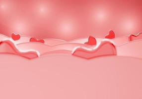 Abstract love background with pink heart shaped and wave shape
