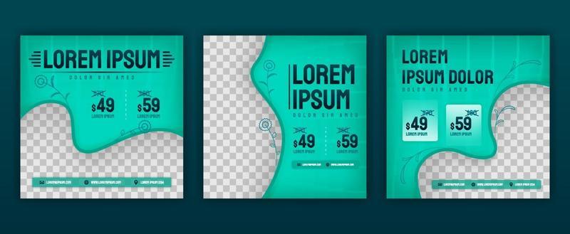 Aesthetic green fashion clothing design for social media posts pack. Vector illustration design can be used for website, web page, poster, flyer, background, billboard, print letter, invitation ads