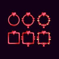 set of game ui border frame with heart symbol for gui asset elements vector