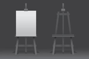 Wooden easels, one stands with blank canvas on white background 2061211  Vector Art at Vecteezy