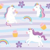 Cute cartoon magical unicorn pattern background vector