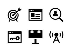 Simple Set of Marketing Related Vector Solid Icons. Contains Icons as Statistic, Web Page, Find, Keyword and more.