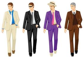 conjunto de hombres en diferentes trajes. vector