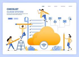 Perform checks on wifi and cloud internet access. Check results of satisfaction survey on hosting service. Can be used for landing page template ui ux web mobile app poster banner website flyer ads vector