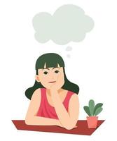 Girl is Thinking Something with Thinking Bubble Symbol vector