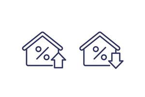 mortgage rate growing and reducing icons, line vector.eps vector