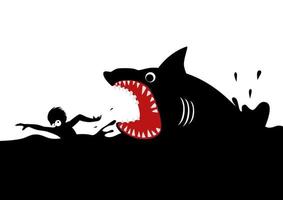 Swimming Panicly Avoiding Shark Attacks vector