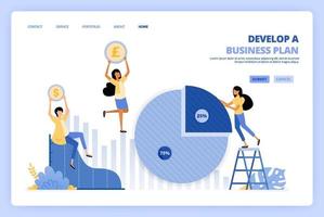 People's meeting to planning corporate strategy in developing companies business with analysis and research. Can be used for landing page template ui ux web mobile app poster banner website flyer ads vector