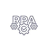 RPA, robotic process automation, vector line icon with gears.eps