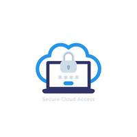 Secure cloud access with password, data security concept, vector icon.eps