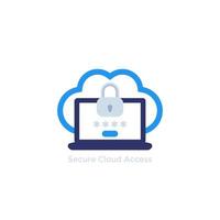 Secure cloud access with password, data security concept, vector icon.eps