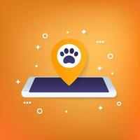 aplicación de ubicación de mascotas, icono para web.eps vector