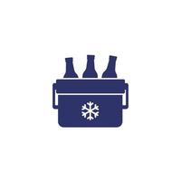 Portable cooler with beer vector icon on white.eps