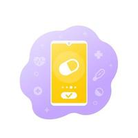 pill reminder app icon with phone.eps vector